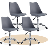 Silla Escritorio Ergonómica con Ruedas, Silla Oficina Giratoria con Altura Ajustable, Acolchada, Estilo Nórdico, Ideal para Estudio y Oficina