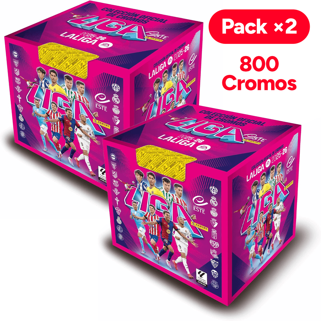 Pack 2 Cajas de 50 Sobres de Cromos LaLiga Este 2025-2026, 400 Cromos de Fútbol por Caja, Colección Oficial - PANINI