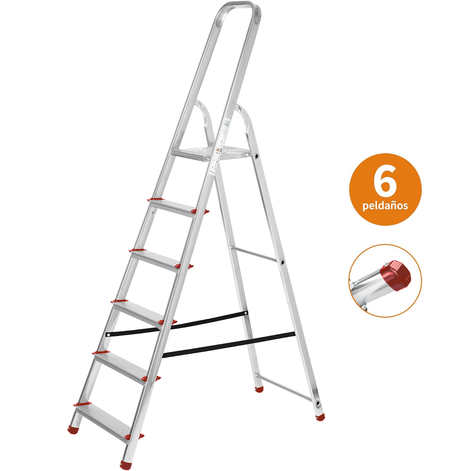 Escaleras Plegables Aluminio de Tijera Super Resistente hasta 150Kg, Acero y Aluminio Antideslizantes
