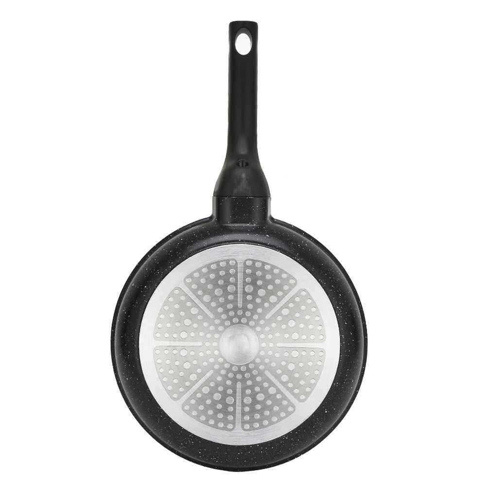 Set Sartenes Cocina Antiadherente, 3 Tamaños: 20, 24 y 28 cm de Diámetro, Calidad Cocina Profesional, Aluminio Fundido a Presión, Acabado Efecto Piedra, Revestimiento Antiadherente, Distribuye el Calor Uniformemente, Muy Resistente a Arañazos