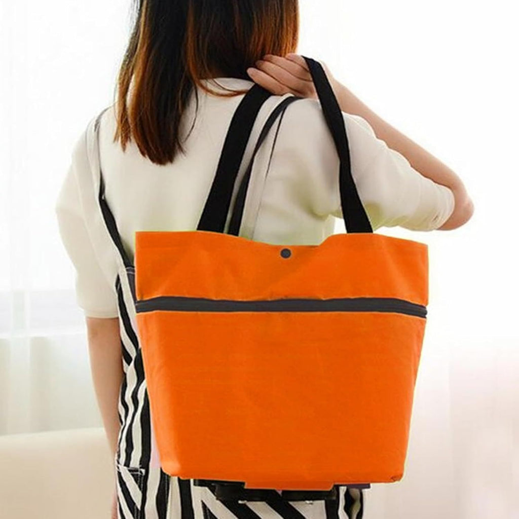 Carro Compra Plegable, Bolsa Carro Compra Plegable con Reudas, Gran Capacidad, Bolsa de Compras Multiusos, Facil de Llevar y Guardar, Hecho en Tela Oxford 600D Resistente, Fondo Reforzado, Dimensión Cerrado: 40 x 16 x 32 cm