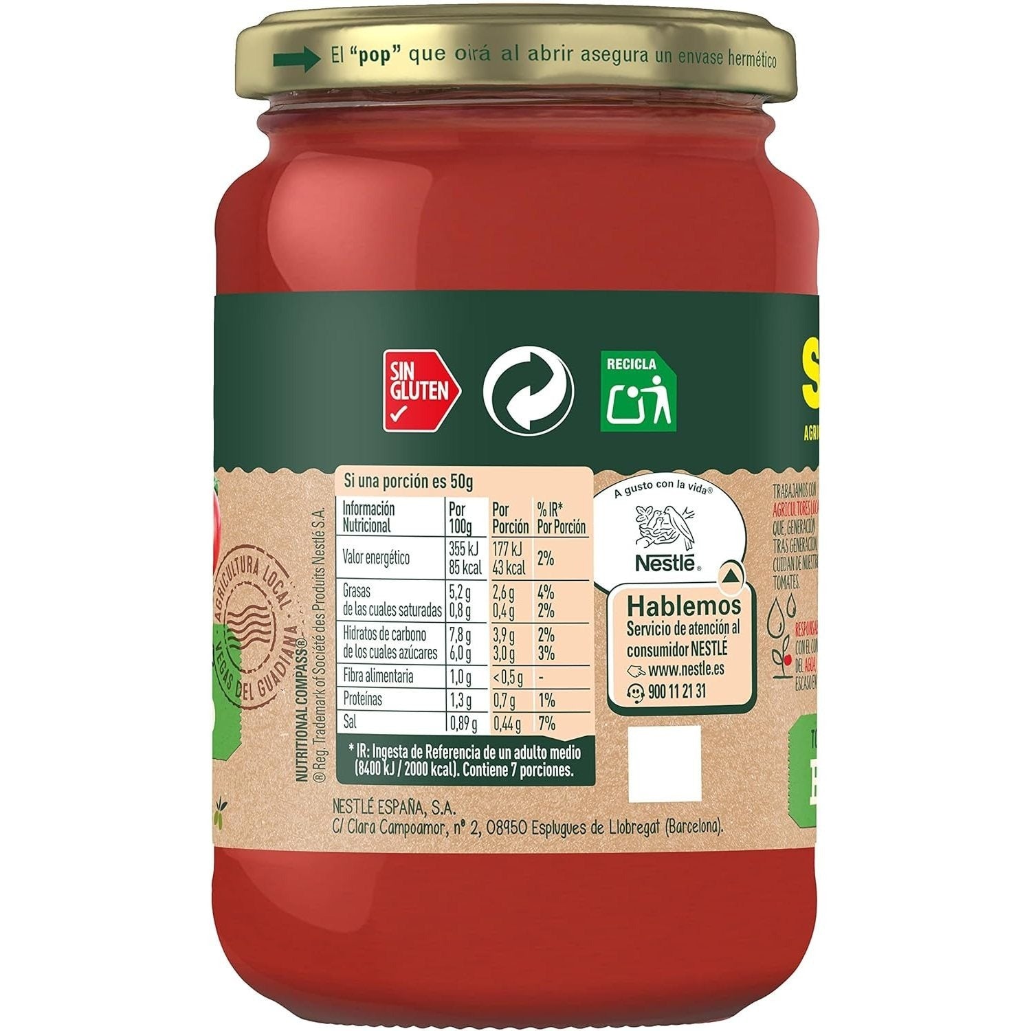 SOLÍS Tomate Frito Ecológico Frasco Cristal, 350g por Frasco, Tomate sin gluten