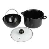 Cacerola de Cocina Antiadherente de 26 cm con Escurridor y Tapa de Cristal con Válvula, Asas de Baquelita, Acero de 5 mm, Ideal para Cocinar y Escurrir con Comodidad