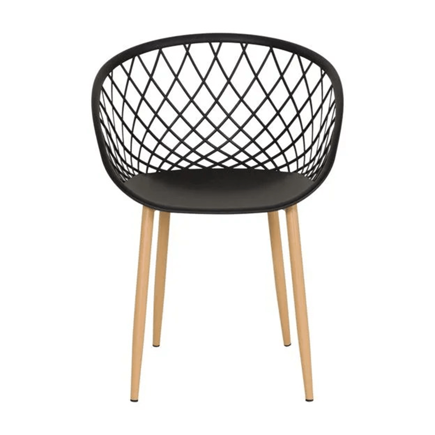 Sillas para Comedor, Sillas para Cocina con Asiento de Polipropileno Ultra Resistente con Diseño tipo Rejilla, Estructura y Patas Metálicas de Color Caqui, 56 x 56 x 80 cm, Negro