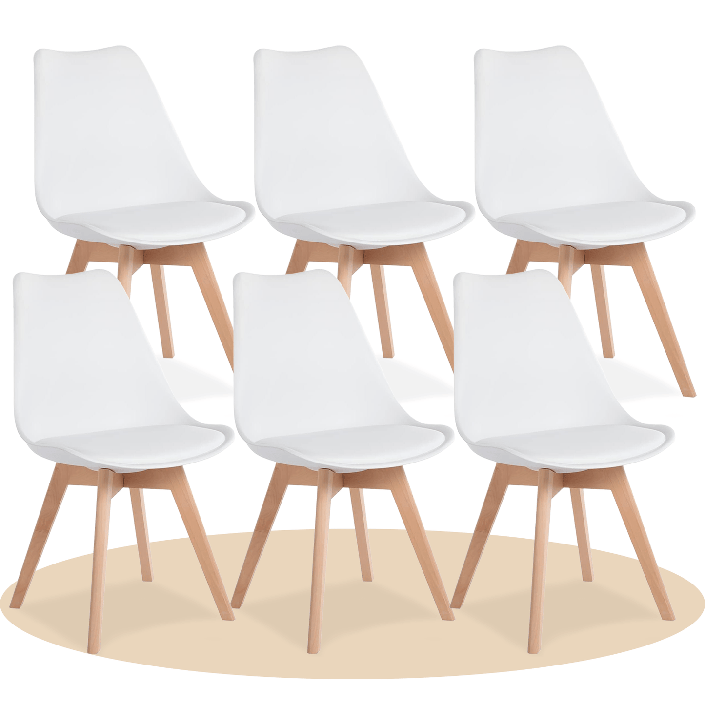 1/2/4/6 Unidad Sillas para Comedor, Sillas para Cocina con Asiento Blando, Tapizado y Patas Resistentes de Madera de Haya, Sillas Nórdicas