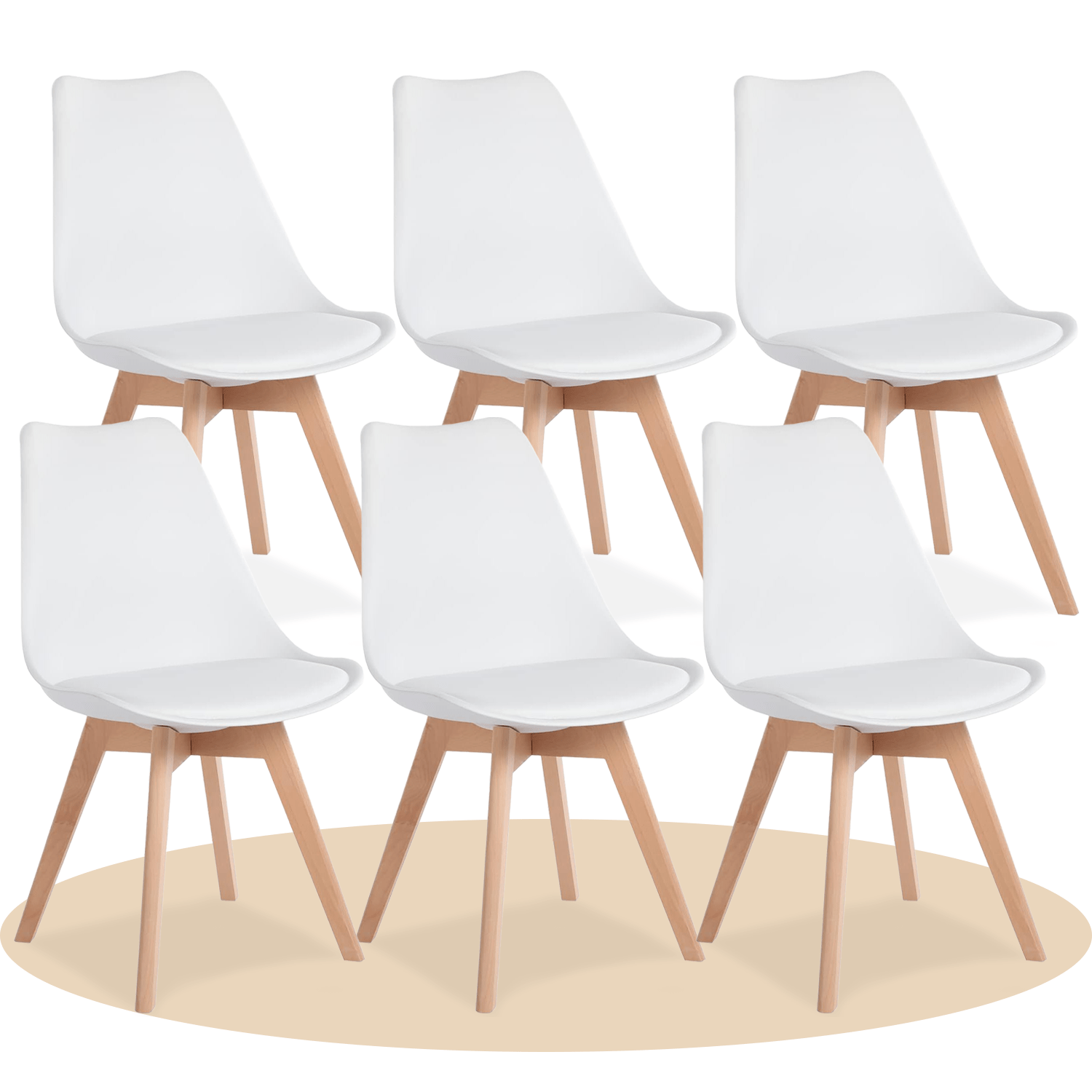1/2/4/6 Unidad Sillas para Comedor, Sillas para Cocina con Asiento Blando, Tapizado y Patas Resistentes de Madera de Haya, Sillas Nórdicas