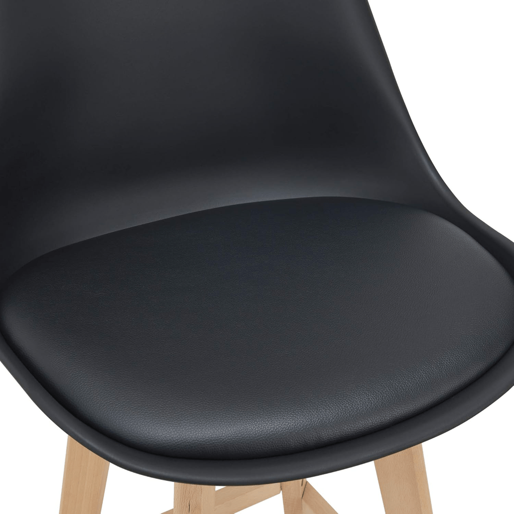Taburete Alto Cocina con Respaldo, Asiento Blando y Tapizado, Patas Altas Resistentes de Madera de Haya con Reposapiés, Sillas Nórdicas, Ideal para Cocina, Salón, Comedor y Restaurante, 54.5 x 49.5 x 106 cm
