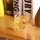 x3 Vaso Calavera de Cristal, Muy Resistentes, Base Gruesa y Estable, Forma de Calavera 3D, 3 unidades 80ml