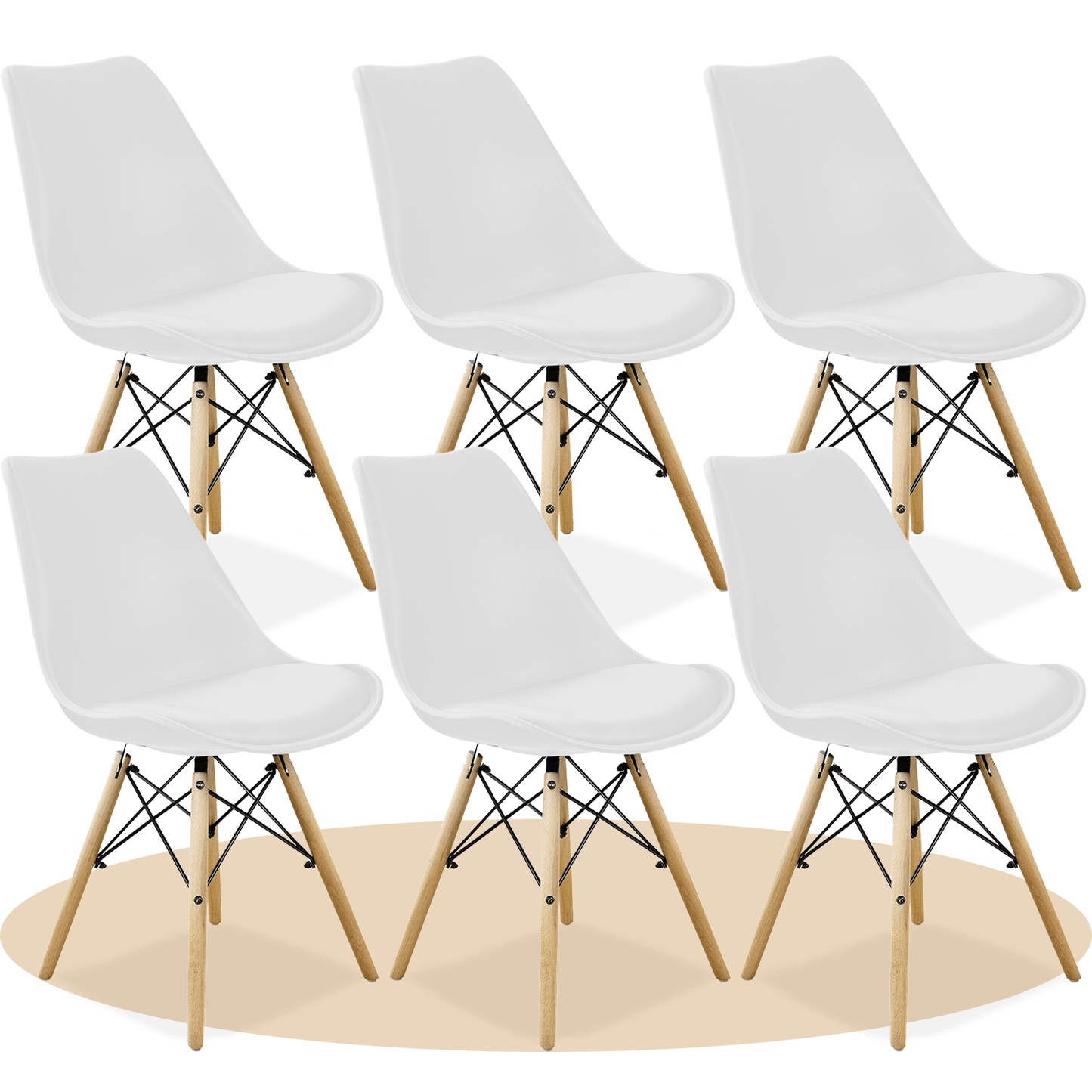 Sillas para Comedor, Sillas para Cocina con Asiento Blando, Tapizado y Patas Resistentes de Madera de Haya, Sillas Nórdicas Minimalistas, 49.5 x 44 x 79.5 cm