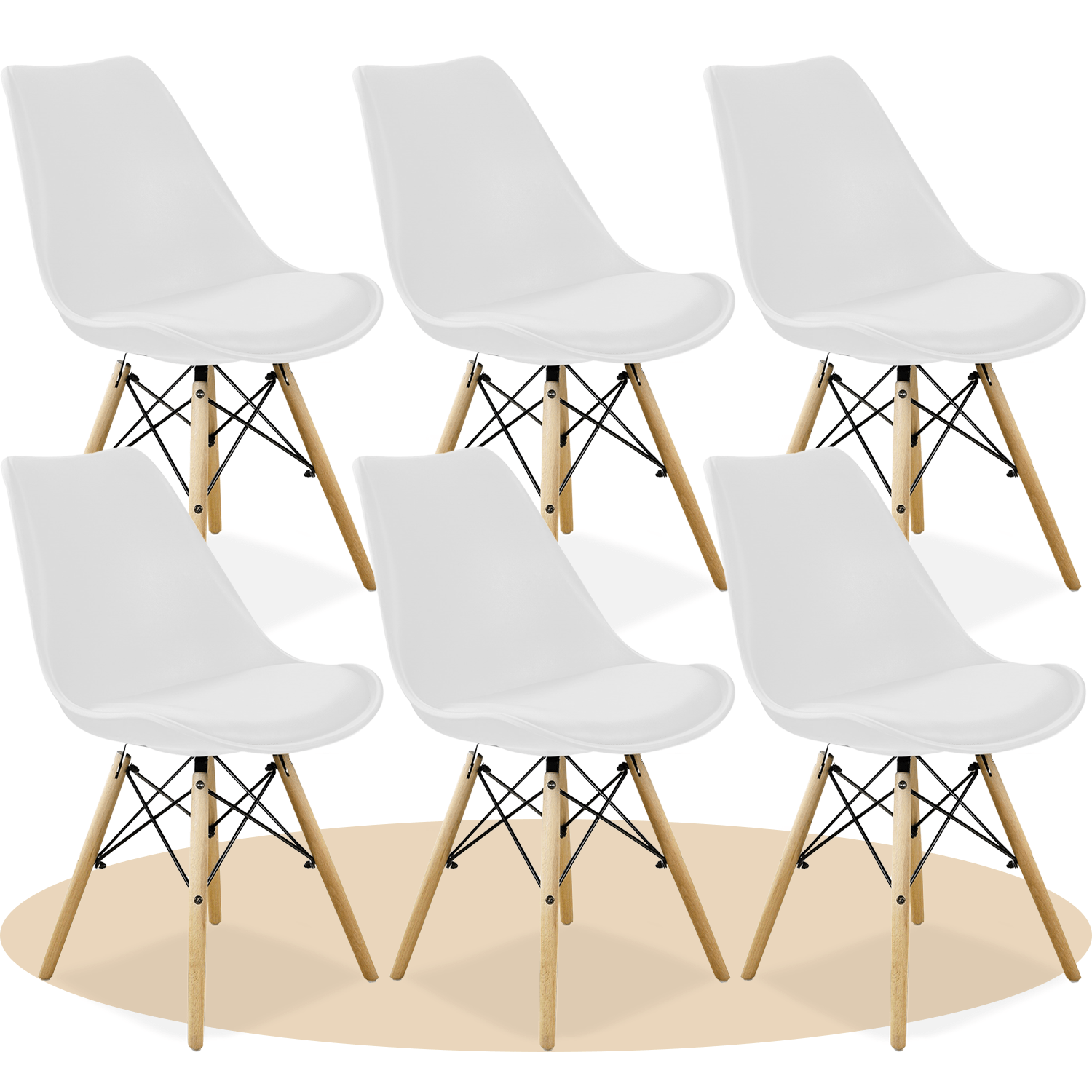 Sillas para Comedor, Sillas para Cocina con Asiento Blando, Tapizado y Patas Resistentes de Madera de Haya, Sillas Nórdicas Minimalistas, 49.5 x 44 x 79.5 cm
