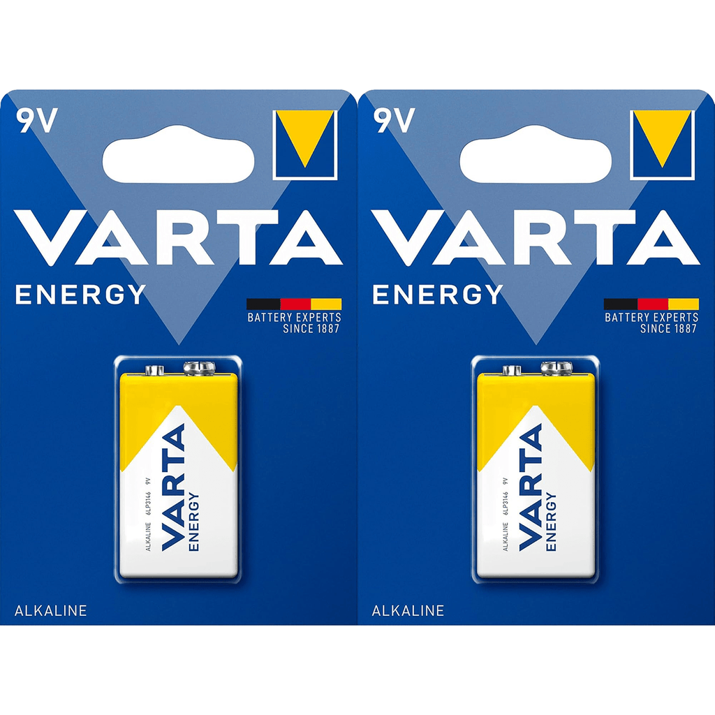 Pilas 9V Alcalinas, Pilas 9v Cuadradas de Alto Rendimiento, VARTA Energy, Larga Duración, Energía Continua, Ideal para Detectores de Humo, Micrófonos Inalámbricos, Pedales de Guitarra, Multímetros, Electrodomésticos