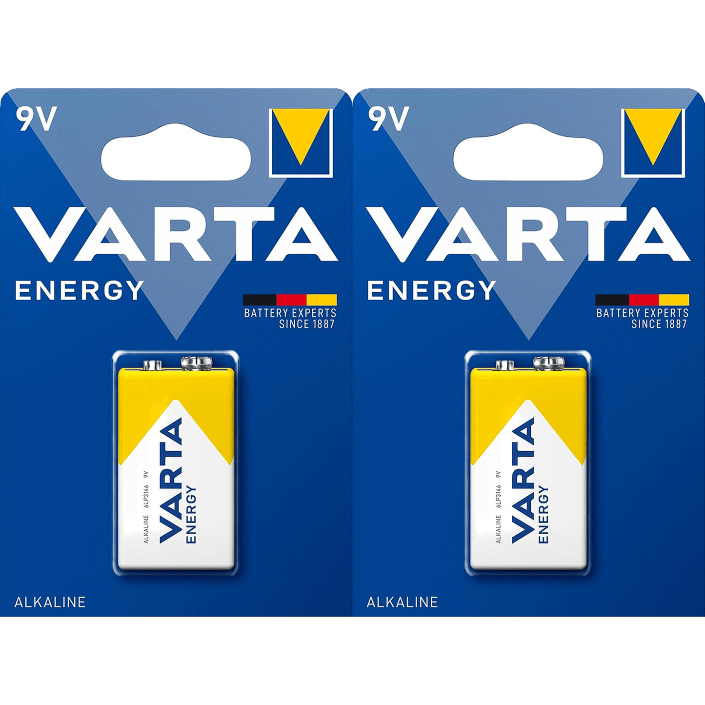 Pilas 9V Alcalinas, Pilas 9v Cuadradas de Alto Rendimiento, VARTA Energy, Larga Duración, Energía Continua, Ideal para Detectores de Humo, Micrófonos Inalámbricos, Pedales de Guitarra, Multímetros, Electrodomésticos