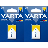 Pilas 9V Alcalinas, Pilas 9v Cuadradas de Alto Rendimiento, VARTA Energy, Larga Duración, Energía Continua, Ideal para Detectores de Humo, Micrófonos Inalámbricos, Pedales de Guitarra, Multímetros, Electrodomésticos