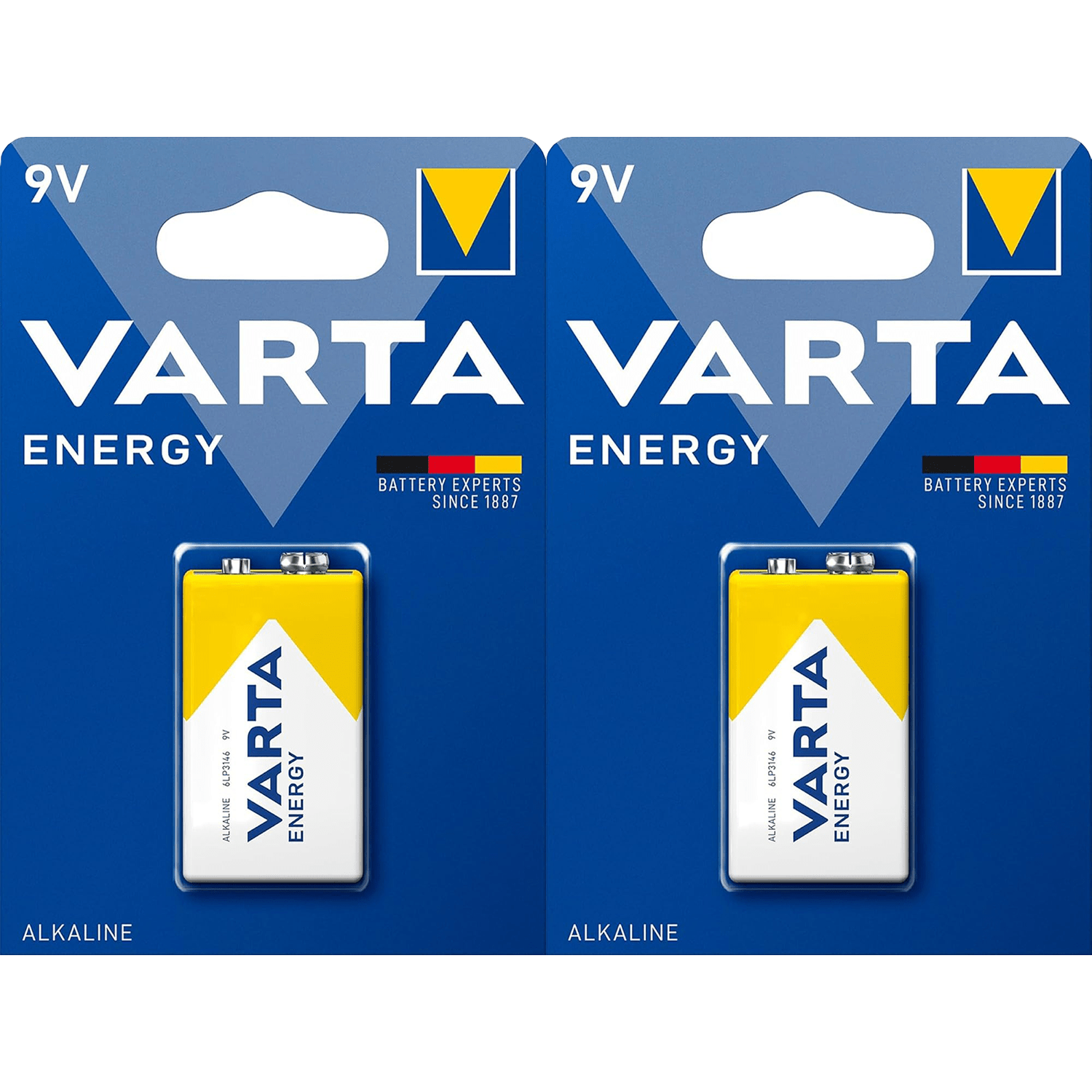 Pilas 9V Alcalinas, Pilas 9v Cuadradas de Alto Rendimiento, VARTA Energy, Larga Duración, Energía Continua, Ideal para Detectores de Humo, Micrófonos Inalámbricos, Pedales de Guitarra, Multímetros, Electrodomésticos