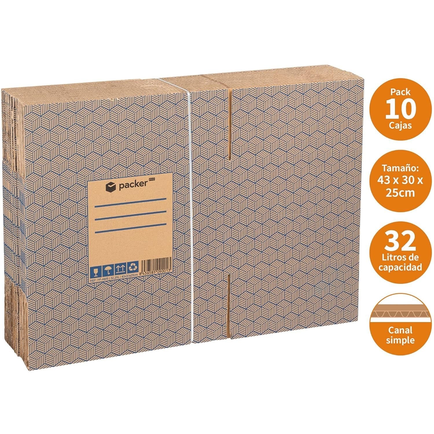 Pack 10 Cajas Carton para Mudanzas y Almacenaje Ultra Resistentes con Asas