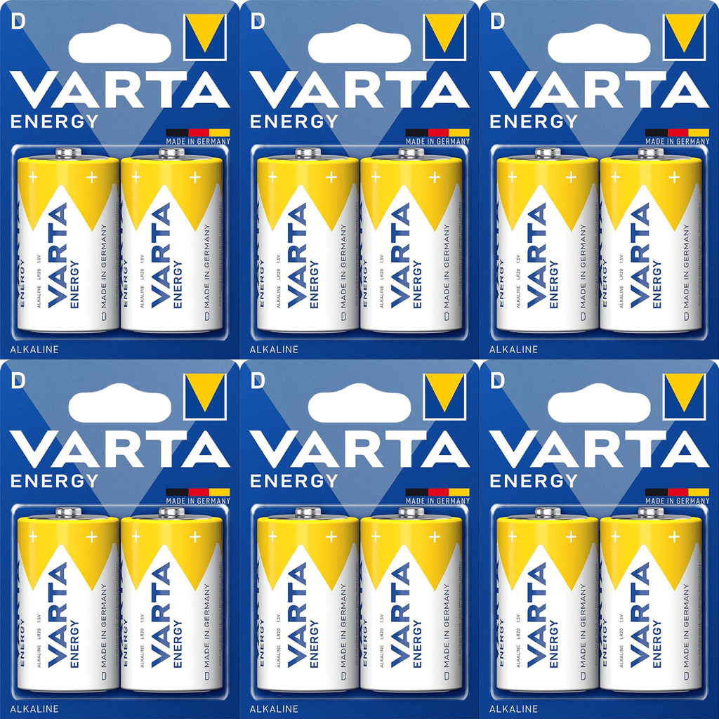 Pilas D Alcalinas de Alto Rendimiento, VARTA Energy, Larga Duración, Energía Potente y Continua, Ideal para Linternas de Alto Consumo, Radios Portátiles, Juguetes Grandes, Equipos de Sonido y Dispositivos Industriales - VARTA