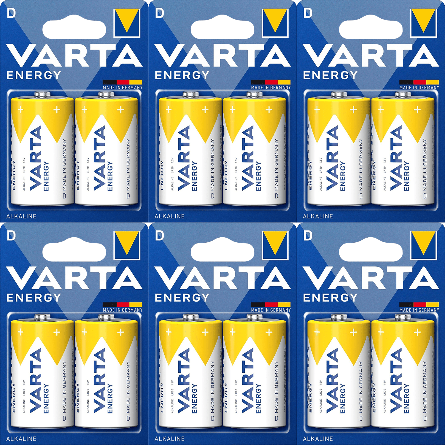Pilas D Alcalinas de Alto Rendimiento, VARTA Energy, Larga Duración, Energía Potente y Continua, Ideal para Linternas de Alto Consumo, Radios Portátiles, Juguetes Grandes, Equipos de Sonido y Dispositivos Industriales - VARTA