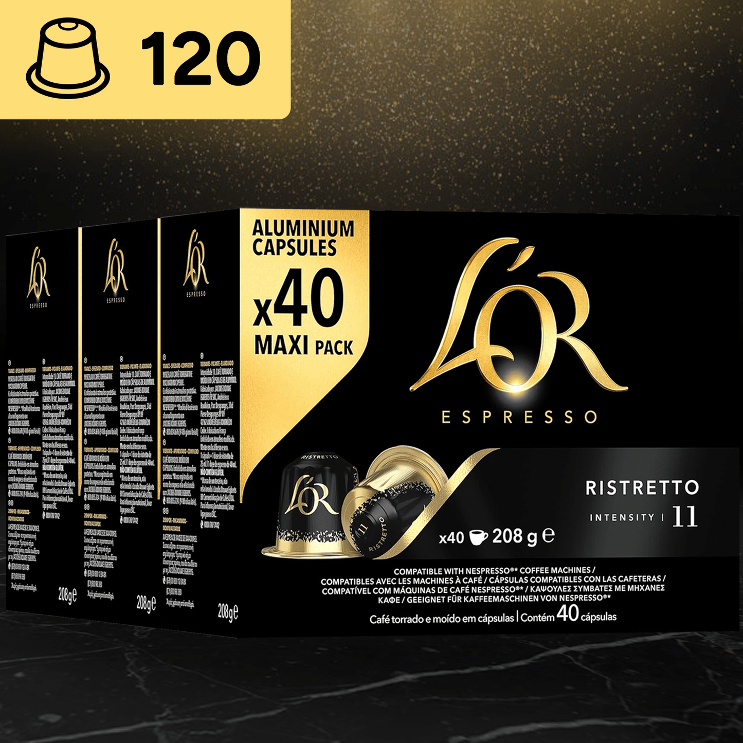 L'Or Espresso Capsulas de Cafe, Intenso, Potente, Especiado y con Carácter, Cápsulas Compatibles con Cafeteras Nespresso, 40/80/120/200/320/400 Cápsulas