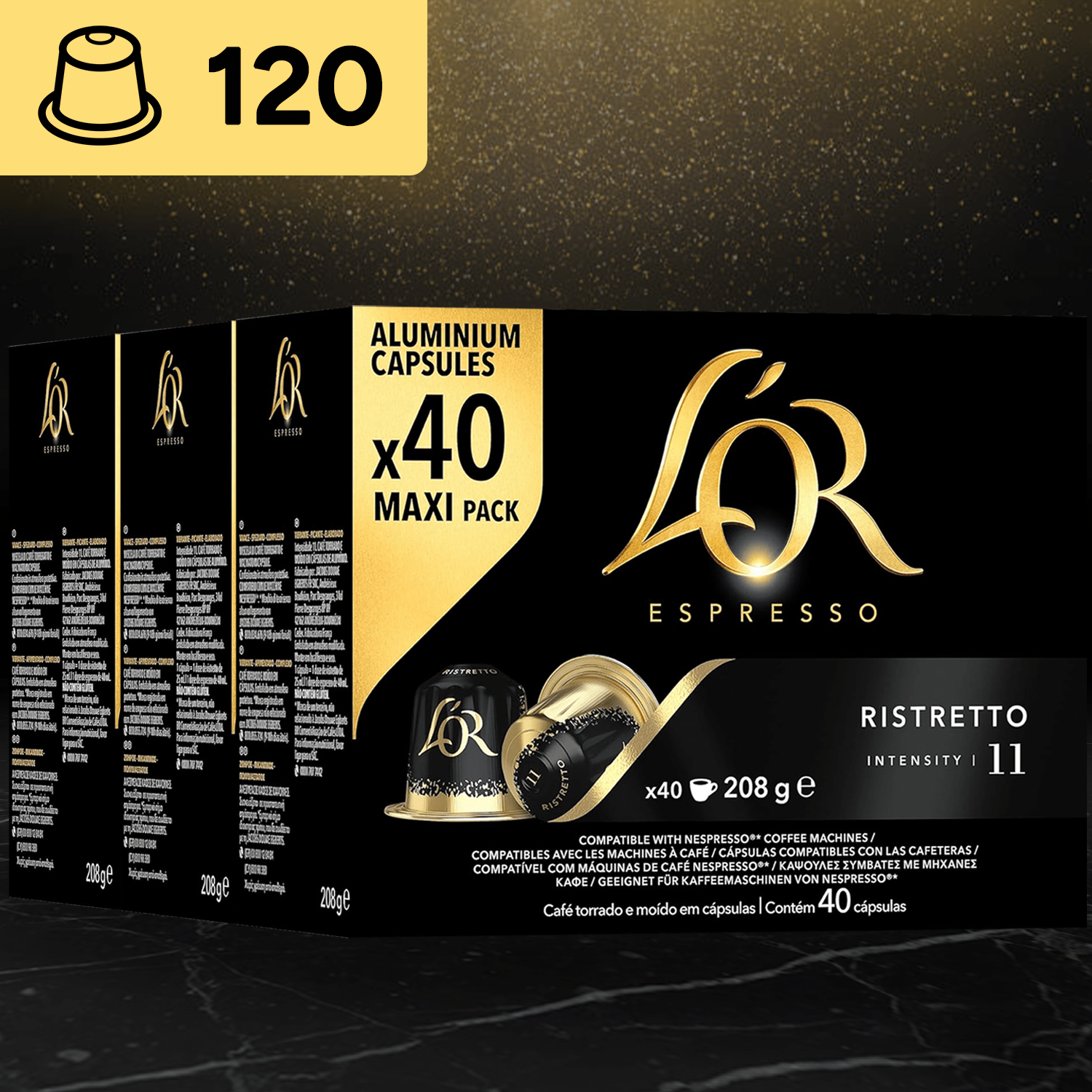 L'Or Espresso Capsulas de Cafe, Intenso, Potente, Especiado y con Carácter, Cápsulas Compatibles con Cafeteras Nespresso, 40/80/120/200/320/400 Cápsulas