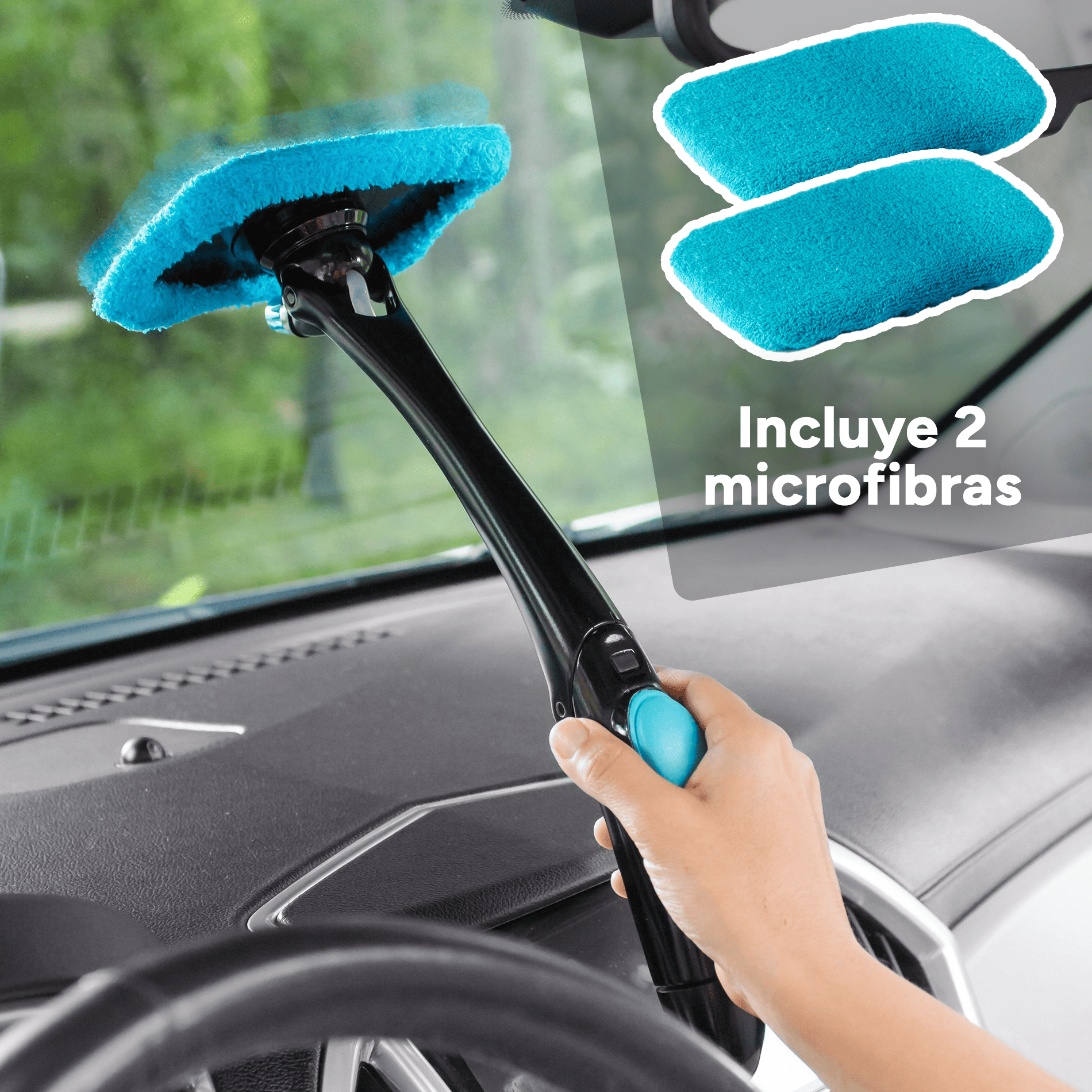 Limpiaparabrisas de Coche Extensible, Recargable con Agua, Cabezal Pivotante, Incluye 2 Microfibras Reutilizables, Mango de ABS, Llega a todos los Rincones sin Esfuerzo, Diseño Ergonómico para Limpiar el Parabrisas de forma Rápida y Fácil