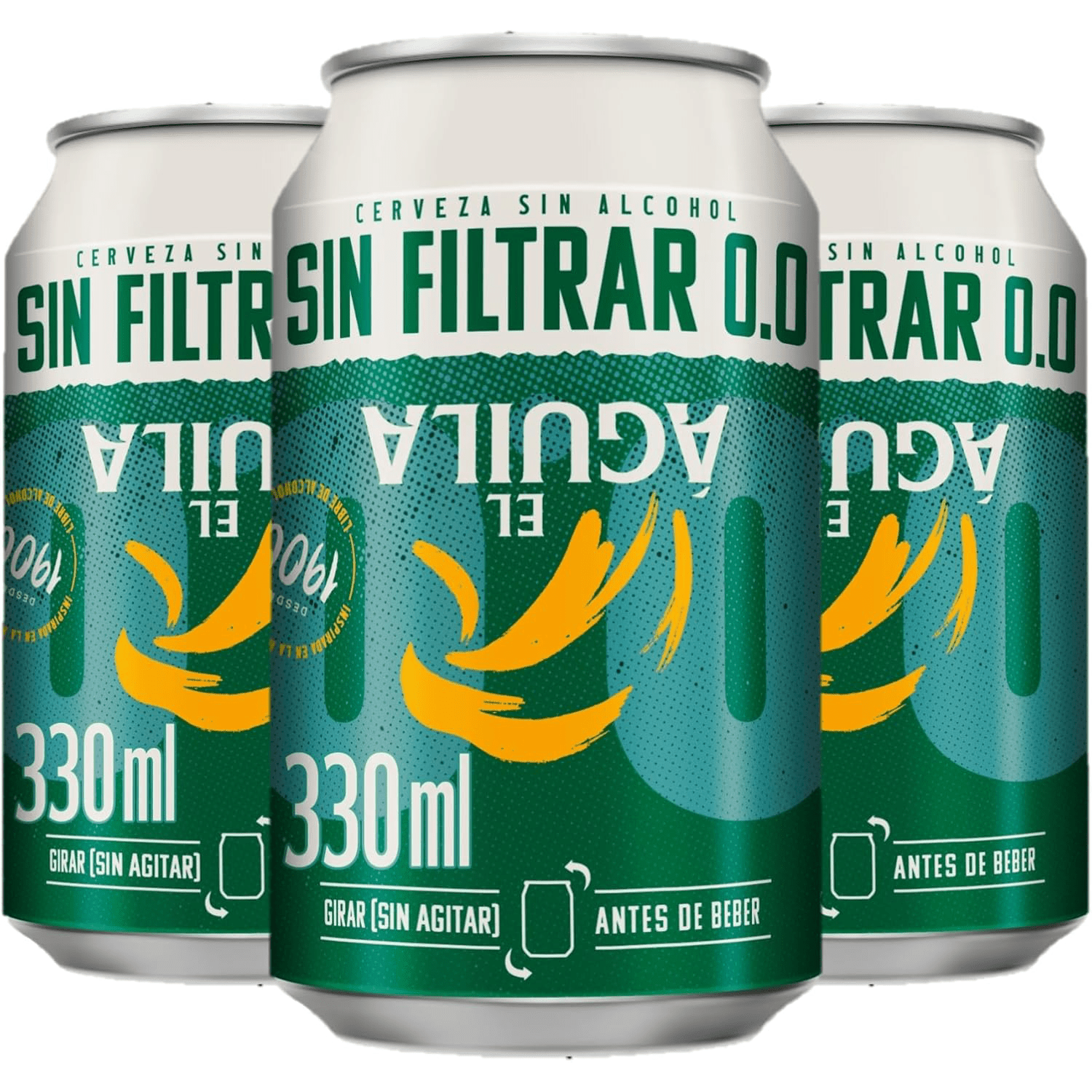 El Aguila Sin Filtrar 00 Cerveza Lager Especial Sin Alcohol Pack Lata, 24 Latas de 33cl