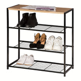 Zapatero Organizador 4 Alturas, Estantería Zapatos, Multifuncional, Organizador de Almacenamiento en el Suelo para Baño, Entrada, Pasillo y Dormitorio, Capacidad para Múltiples Zapatos, 63 x 30 x 63cm