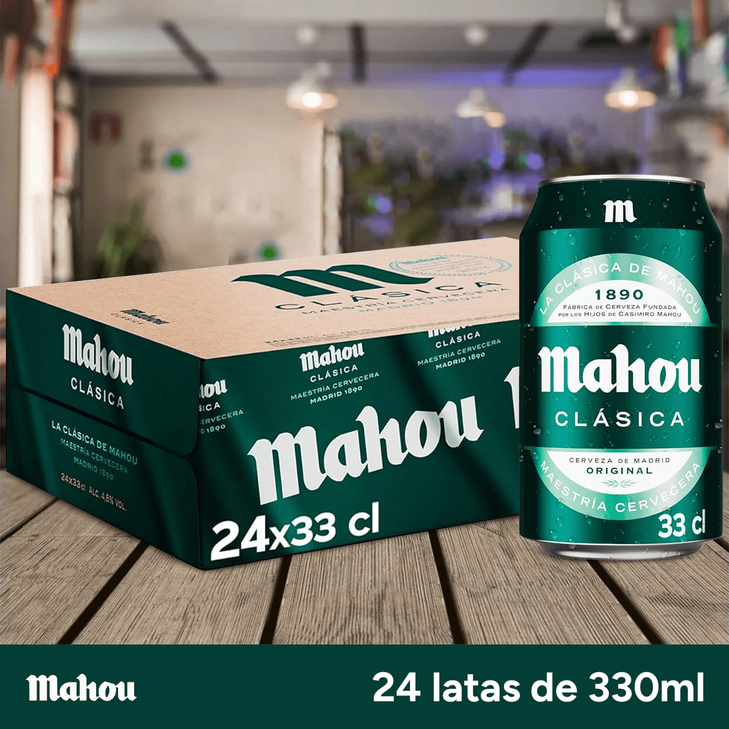 Mahou Clásica, Cerveza 24 Latas de 330ml, Cerveza Dorada Lager, Sabor Suave, 4,8% Volumen de Alcohol