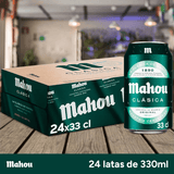Mahou Clásica, Cerveza 24 Latas de 330ml, Cerveza Dorada Lager, Sabor Suave, 4,8% Volumen de Alcohol