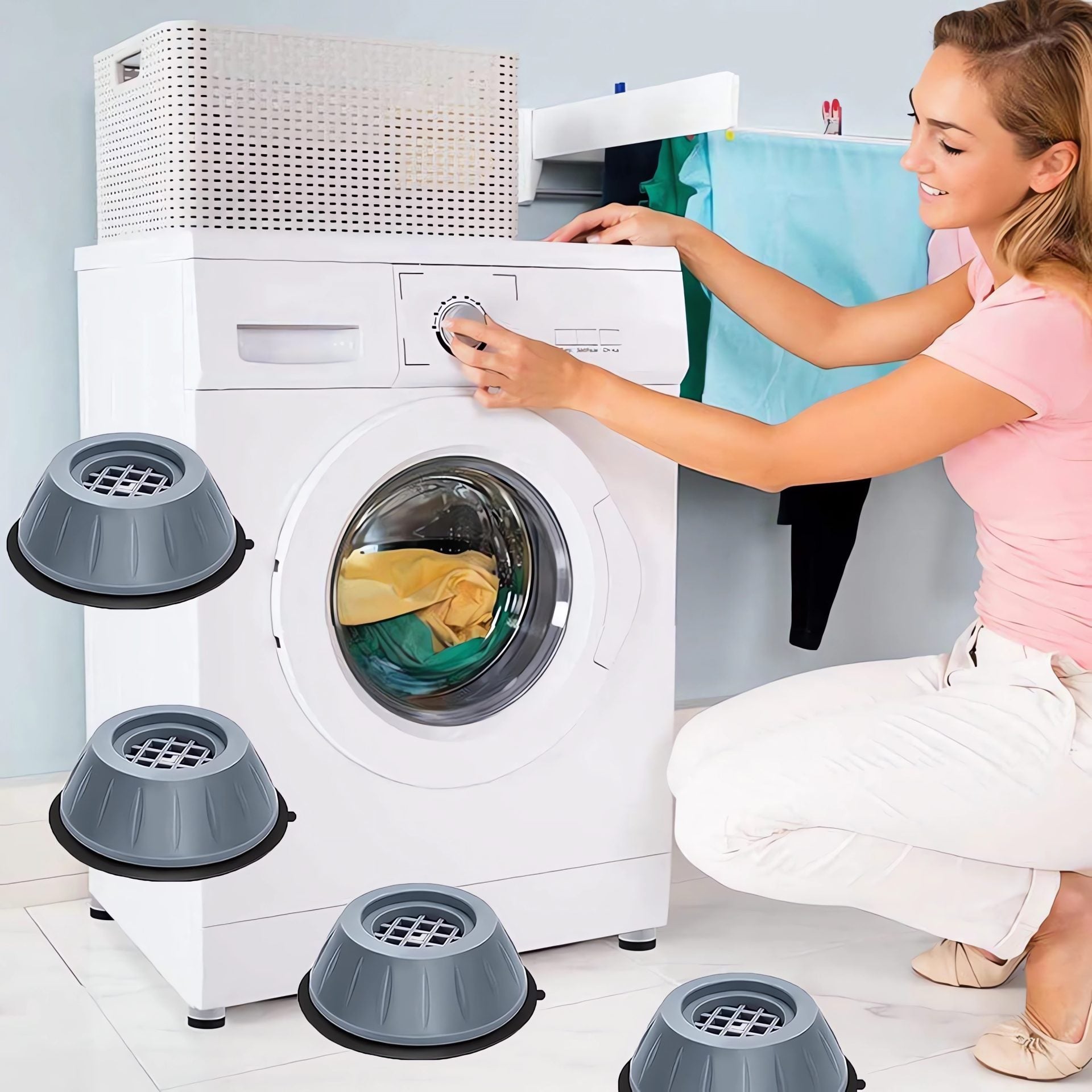4 Patas Goma Anti Vibración, Antideslizantes, Amortiguador de Golpes, Reduce el Ruido y la Vibración, Ideal para Secadoras, Lavadoras, Lavavajillas