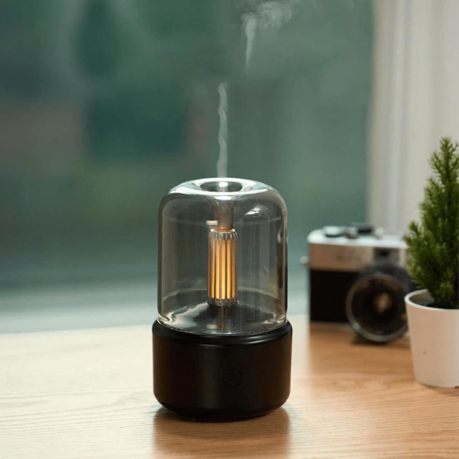Humidificador de Aroma de 120 ml, Humidificador y Difusor de Aromas, Experiencia Relajante y Aromática, Conexión USB tipo-C, Diseño Compacto, Luz Ambiental Integrada