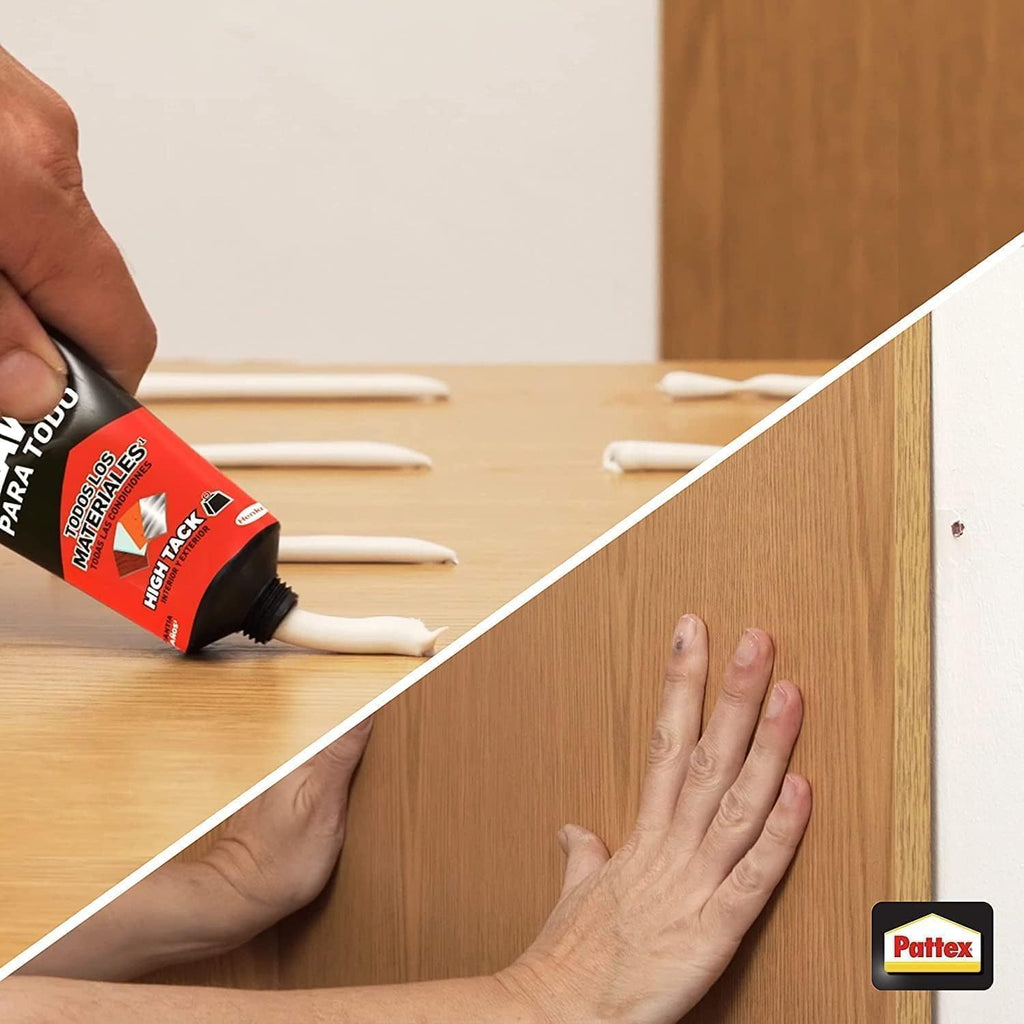 Pattex No Más Clavos Para Todo HighTack, Pegamento de Montaje Resistente a Temperaturas Extremas, Pegamento Fuerte en Superficies Húmedas, Adhesivo Blanco, 142g