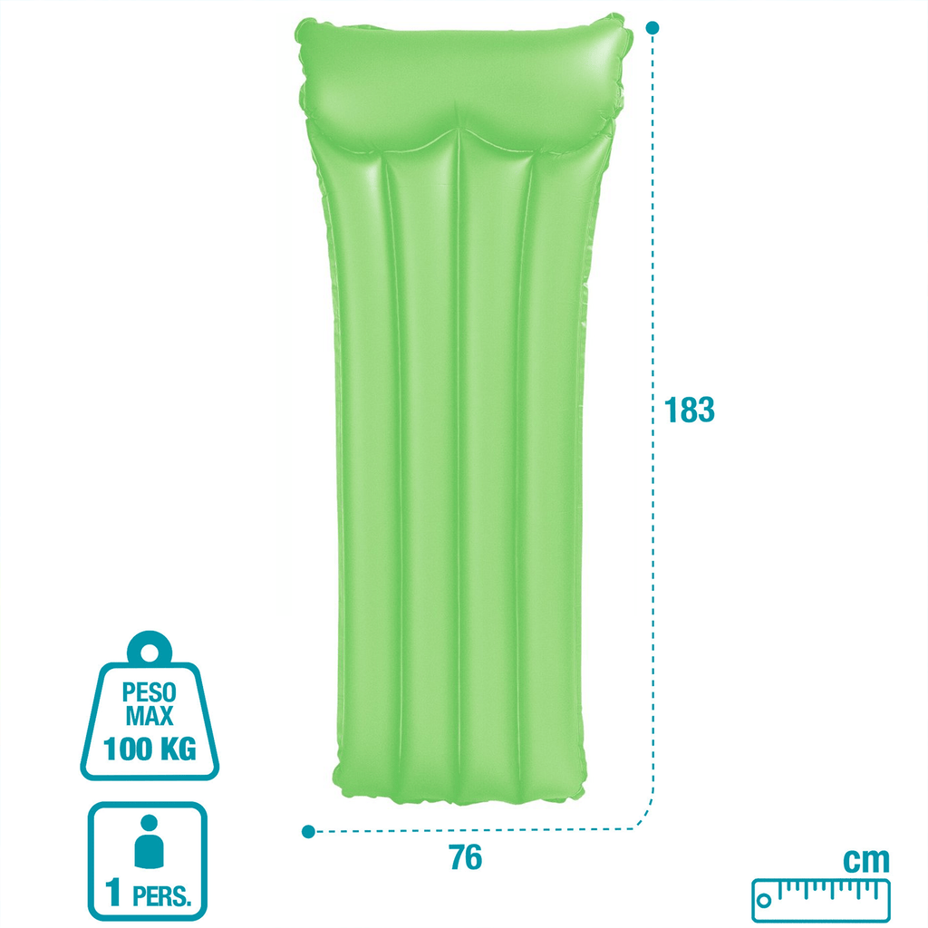 Colchoneta Hinchable Piscina de 183 x 76 cm, Con 2 Cámaras de Aire para Mayor Seguridad, Ideal para estar Tumbado, Soporta Hasta 100Kg, Incluye Kit de Parches para Reparar Pequeños Poros o Pinchazos