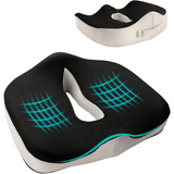Cojín Asiento de Espuma Viscolástica ideal para Sillas de oficina y Coche, Ayuda a Corregir la Postura, Amortiguación perfecta, Hueco Central para Ventilación, Base Antideslizante, Funda Lavable de Poliéster, Asa de Transporte