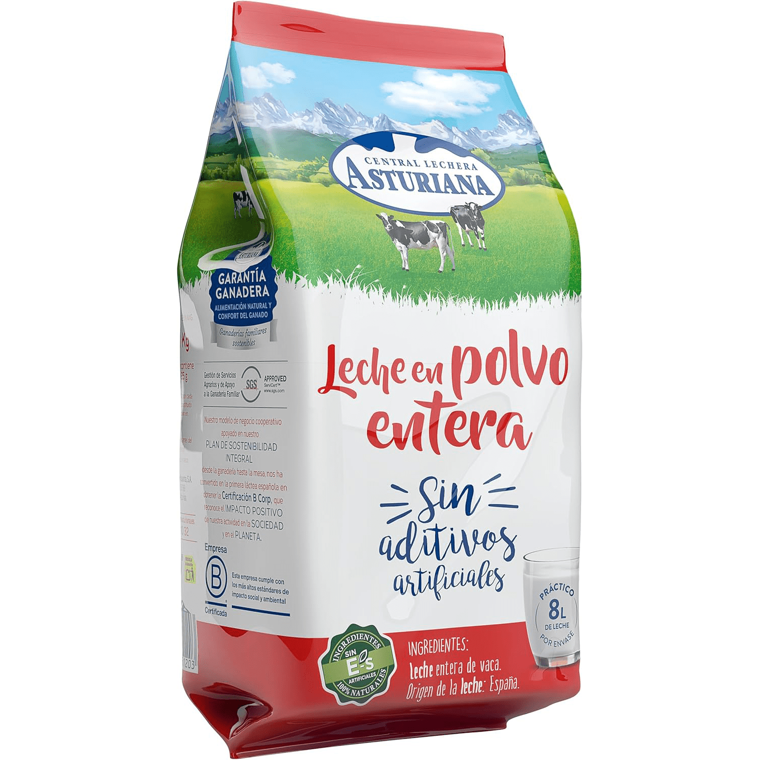Central Lechera Asturiana Leche en Polvo Entera, Sin Aditivos Artificiales, 1kg