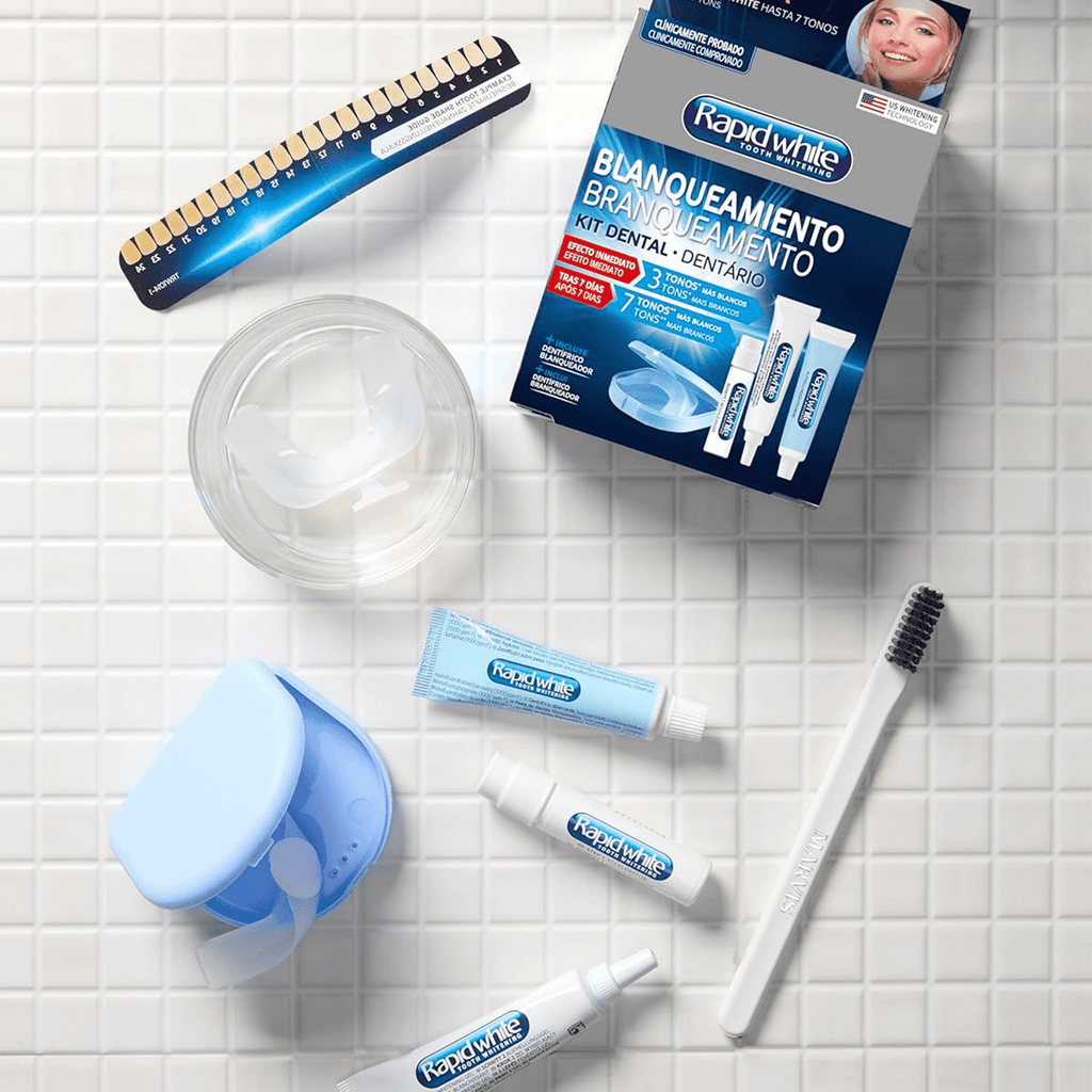 Kit Blanqueamiento Dental, Blanqueamiento Rápido y Eficaz, Con Efecto Inmediato de Hasta 3 Tonos más Blancos, 7 Tonos más Blancos en solo 1 Semana - Rapid White