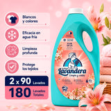 La Antigua Lavandera Detergente Líquido para Ropa, Aroma Flor de Lis, Pack de 2 Botellas de 90 Lavados Cada Una, 180 Lavados en Total