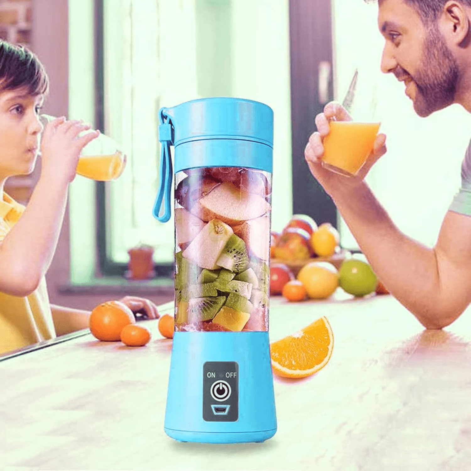 Licuadora Portatil Zumos y Batidos, Batidora para Frutas y Verduras, 6 Cuchillas de Acero, Vaso de 380ml de Capacidad, Ideal para Llevar, Cable de Carga USB, Batería de 800 mAh, 22000 RPM