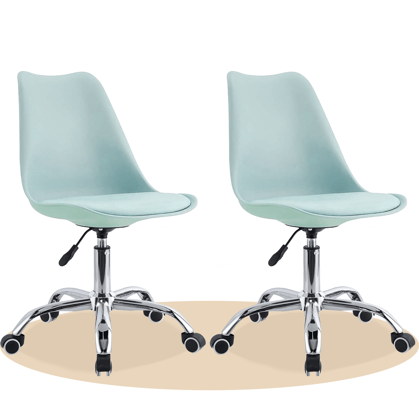 Silla Escritorio Ergonómica con Ruedas, Silla Oficina Giratoria con Altura Ajustable, Acolchada, Estilo Nórdico, Ideal para Estudio y Oficina
