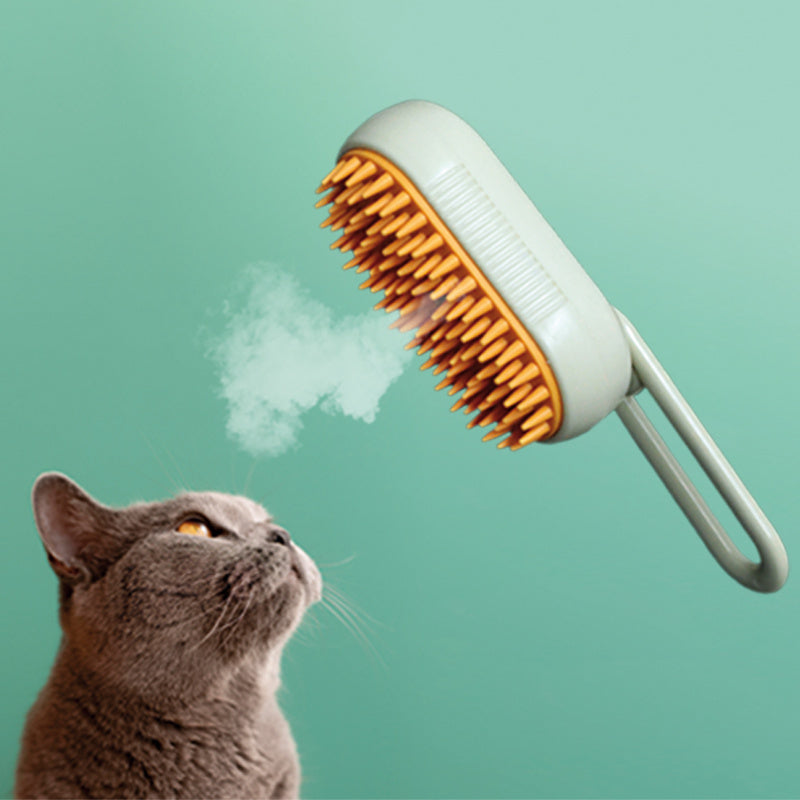 Cepillo Vapor Mascotas, Masajea y Retira el Pelo Suelto, Botón para Vapor, Peine de Pelaje para Mascotas Recargable por USB, Mango Abatible, Ideal para Todos los Gatos y Perros, Adecuado para Uso Diario