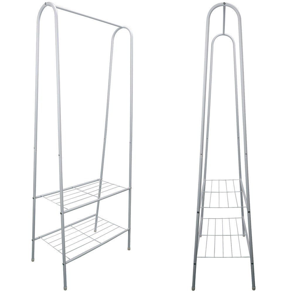 Perchero Metálico para Ropa y Zapatos, Alta Estabilidad, Fuerte Carga de Peso y Capacidad, Instalación Simple, Ideal para cualquier Espacio de tu Casa u Oficina, Acero Inoxidable, Dimensiones Compactas, 60 x 35 x 152 cm