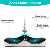 Cojín Asiento de Espuma Viscolástica ideal para Sillas de oficina y Coche, Ayuda a Corregir la Postura, Amortiguación perfecta, Hueco Central para Ventilación, Base Antideslizante, Funda Lavable de Poliéster, Asa de Transporte