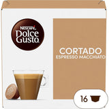 Nescafé Dolce Gusto, Café Cortado Espresso Macchiato, Intensidad 8, 16/48/96 Cápsulas