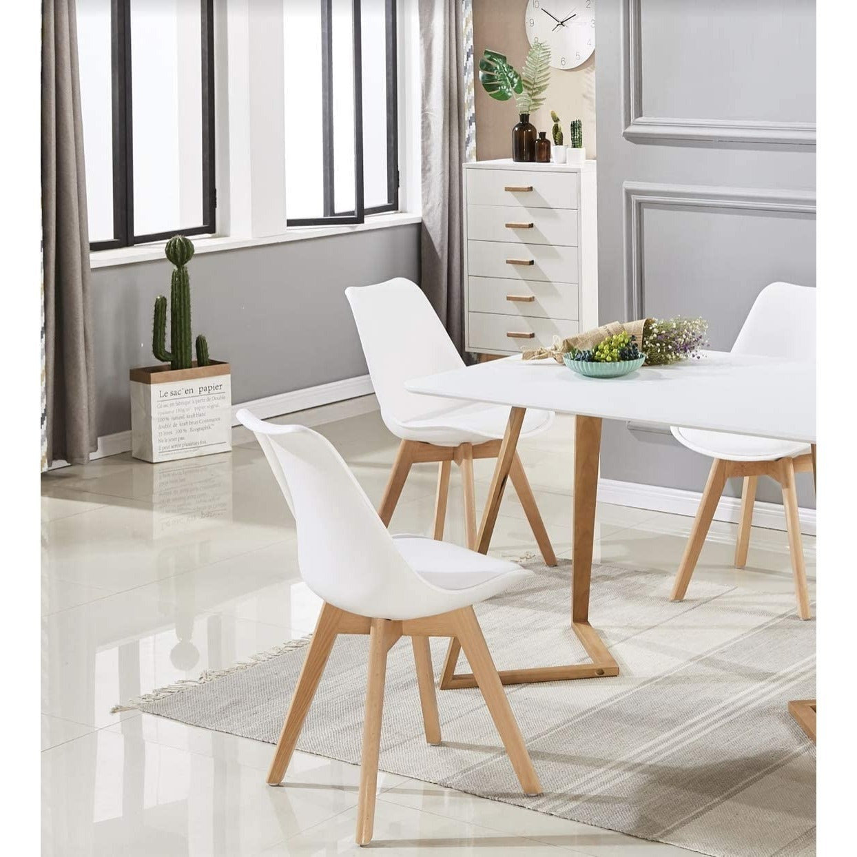 Sillas para Comedor, Sillas de Cocina con Asiento Blando, Tapizado y Patas Resistentes de Madera de Haya