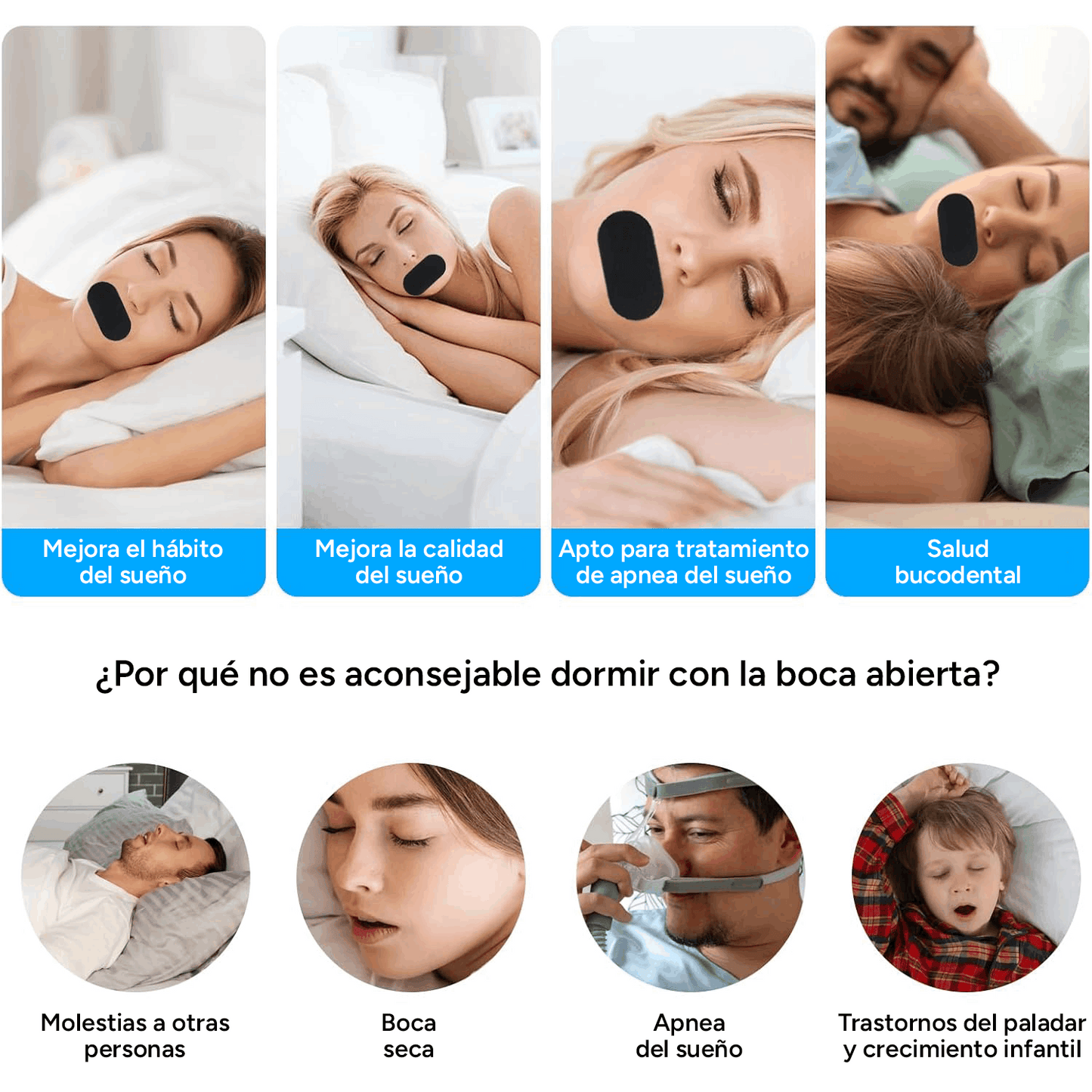 30 Parches Ayuda a Reducir Ronquidos, Promueve la Respiración Nasal, Mejora la Calidad de Sueño, Cómodos y Fáciles de Quitar, Elásticos y Transpirables, Apto para Uso con Vello Facial