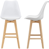 Taburete Alto Cocina con Respaldo, Asiento Blando y Tapizado, Patas Altas Resistentes de Madera de Haya con Reposapiés, Sillas Nórdicas, Ideal para Cocina, Salón, Comedor y Restaurante, 54.5 x 49.5 x 106 cm