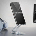 Mars Gaming MA-RSS, Soporte Plegable para Smartphone, Rotación Dinámica 360º + Ajuste en Altura y Ángulo 180º, Soporte Teléfono Móvil Portátil de Aluminio, Antideslizante, Gris Plateado