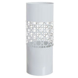 Paragüero de Metal para Entrada, Hogar y Oficina, Diseño Vertical Decorativo con Acabado Calado, Color Blanco
