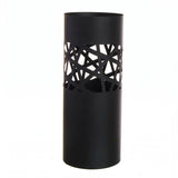 Paragüero de Metal para Entrada, Hogar y Oficina, Diseño Vertical Decorativo con Acabado Calado, Estructura Cilíndrica para Organizar Paraguas, Negro, 19.5 x 19.5 x 49 cm