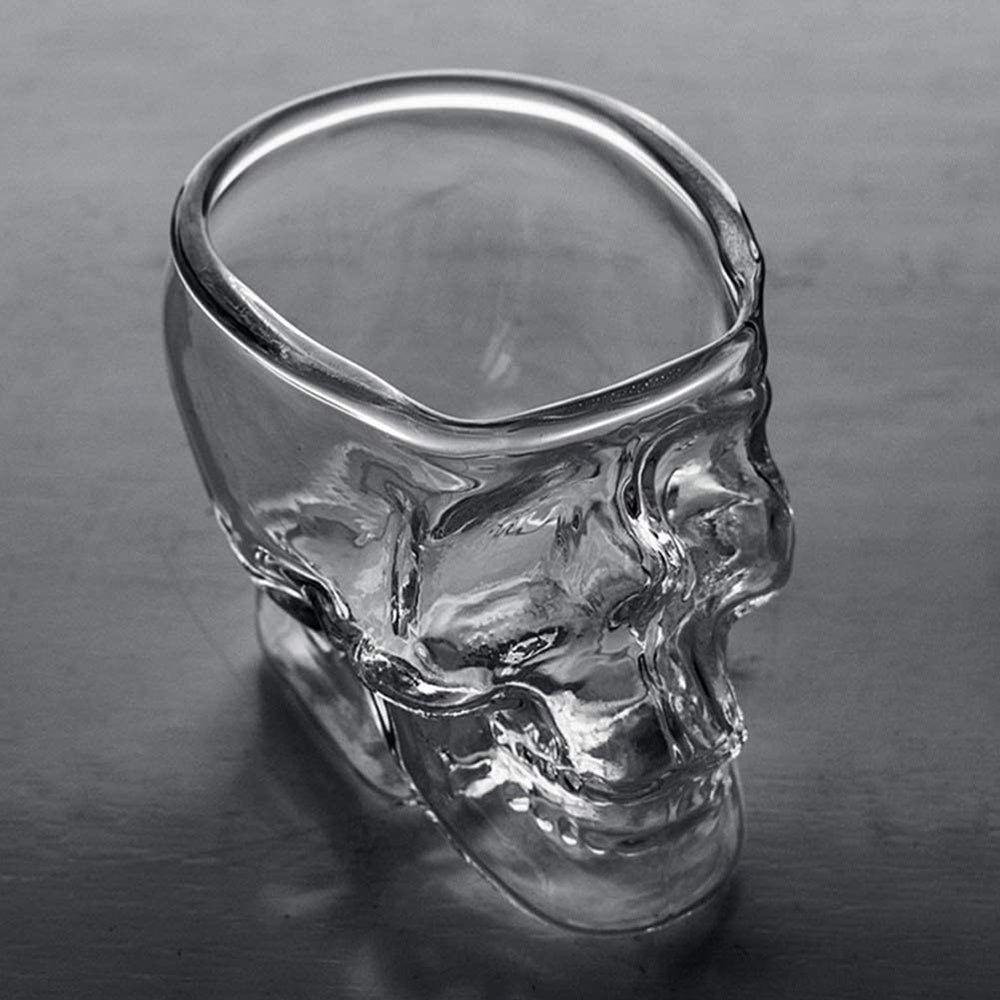 x3 Vaso Calavera de Cristal, Muy Resistentes, Base Gruesa y Estable, Forma de Calavera 3D, 3 unidades 80ml