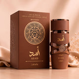 Lattafa Asad Bourbon Eau de Parfum, Perfume Árabe para Hombre de Aroma Dulce y Especiado con Notas de Vainilla, Cacao, Lavanda y Ámbar, 100 ml